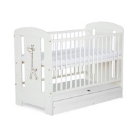 Patut copii lemn cu sertar Safari Giraffe Alb