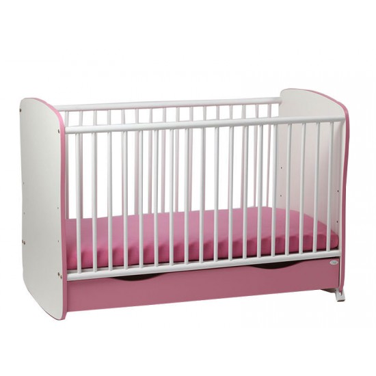 Patut copii lemn sertar MyKids Serena cu leganare Roz-Alb 7699