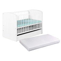 Patut cu sertar Klups Karolina II Alb + Saltea 10 MyKids Confort II