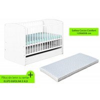 Patut cu sertar Klups Karolina II Alb + Saltea 8 MyKids Confort II