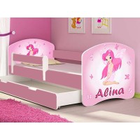 Patut tineret MyKids Fairy cu Sertar si Saltea 140x70