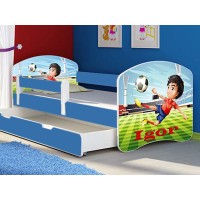 Patut tineret MyKids Fotball cu Sertar si Saltea 140x70