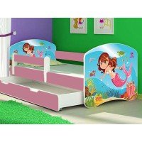 Patut tineret MyKids Mermaid cu Sertar si Saltea 140x70
