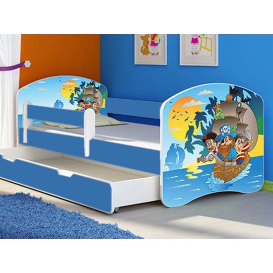 Patut tineret MyKids Pirates cu Sertar si Saltea 140x70