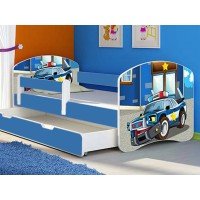 Patut tineret MyKids Police cu Sertar si Saltea 160x80