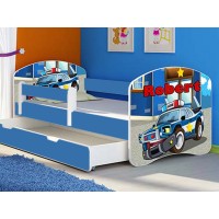 Patut tineret MyKids Police cu Sertar si Saltea 160x80