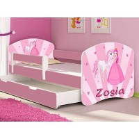 Patut tineret MyKids Poney-Princess cu Sertar si Saltea 160x80