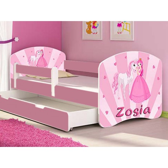 Patut tineret MyKids Poney-Princess cu Sertar si Saltea 160x80