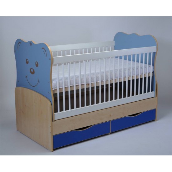 Patut transformabil MyKids Teddy Natur-Albastru 3610