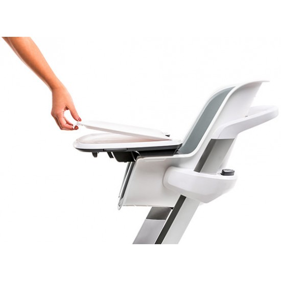 Scaun de masa 4moms White Grey + Set farfurii si tacamuri Cadou