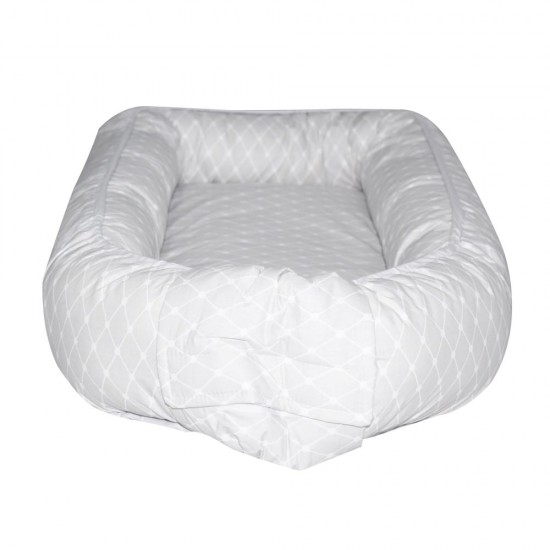 Baby Nest reversibil multifunctional pentru bebelusi Glamour Star Grey 70 x 45 cm