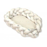Baby Nest si Bumper impletit multifunctional pentru bebelusi Airy Twigs Beige 80 x 50 cm