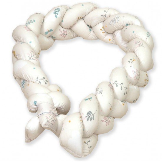 Baby Nest si Bumper impletit multifunctional pentru bebelusi Airy Twigs Beige 80 x 50 cm