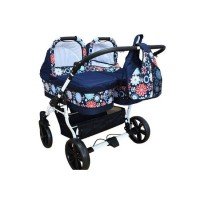 Carucior gemeni PJ Stroller 2 in 1 Flowers