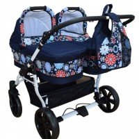 Carucior gemeni PJ Stroller 2 in 1 Flowers