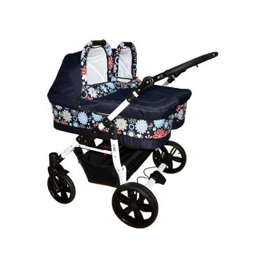 Carucior gemeni PJ Stroller 2 in 1 Flowers