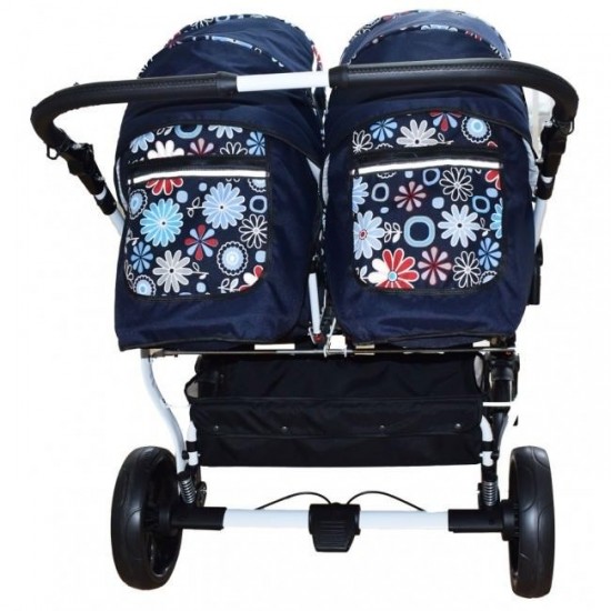 Carucior gemeni PJ Stroller 2 in 1 Flowers