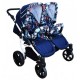 Carucior gemeni PJ Stroller 3 in 1 Flowers