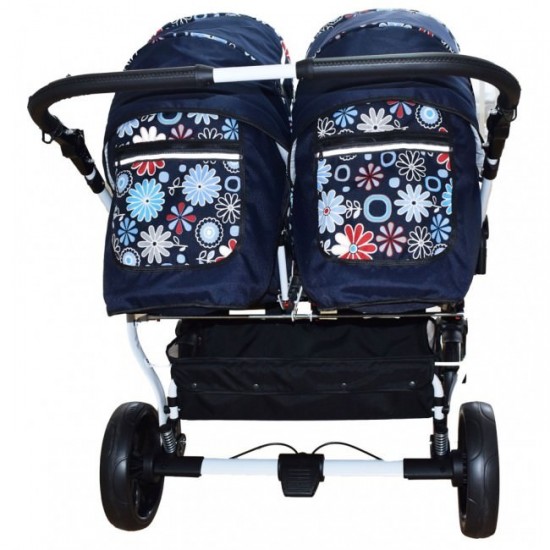 Carucior gemeni PJ Stroller 3 in 1 Flowers