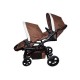 Carucior gemeni PJ Stroller Lux 3 in 1 Brown