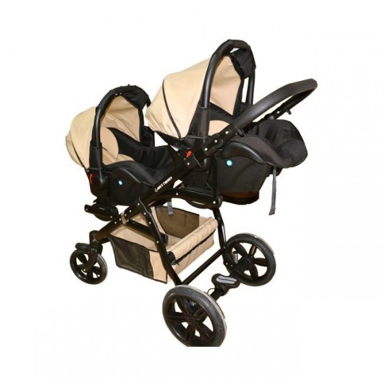 Carucior gemeni PJ Stroller Lux 3 in 1 Cafe Creme