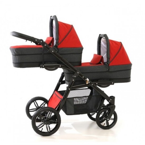 Carucior gemeni PJ Stroller Lux 3 in 1 Red