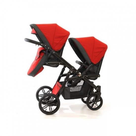 Carucior gemeni PJ Stroller Lux 3 in 1 Red