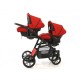 Carucior gemeni PJ Stroller Lux 3 in 1 Red