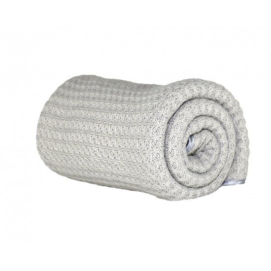 Paturica bebe tricotata bumbac 72 x 110 cm Puzzle Gri