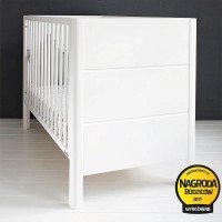 Patut din lemn masiv pentru bebe Smooth Alb cu Saltea cocos spuma cocos 120 x 60 cm