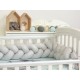 Protectie laterala patut bebe Bumper impletit Inchidere Velcro Bumbac Grey 210 cm