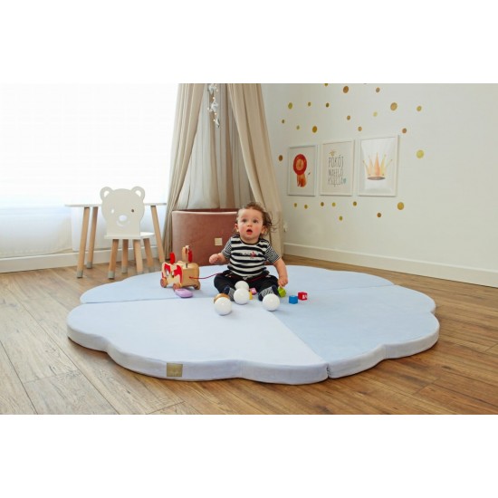 Saltea de joaca din spuma MeowBab floare catifea albastru deschis