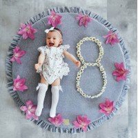 Saltea de joaca din spuma MeowBaby pentru copii catifea gri deschis