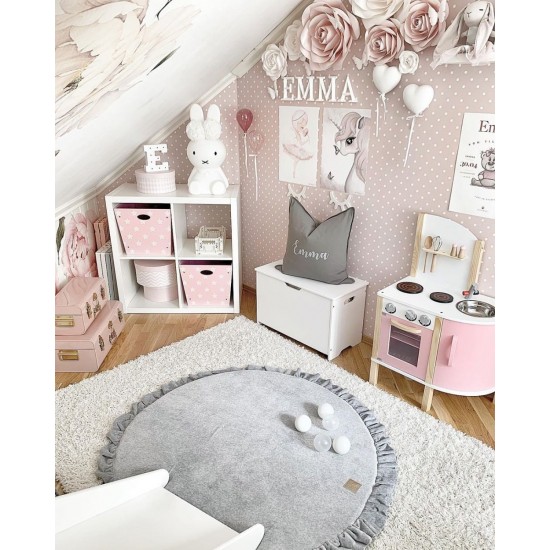 Saltea de joaca din spuma MeowBaby pentru copii catifea gri deschis