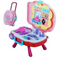 Accesorii frumusete pentru fetite cu muzica si lumina in troller