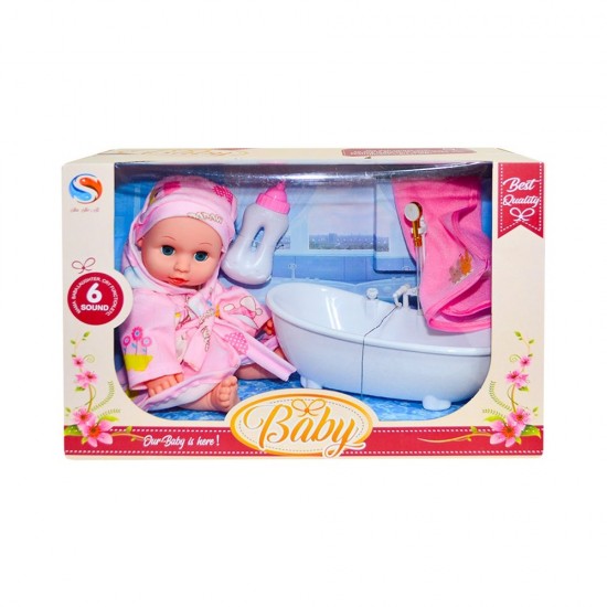 Bebelus cu cadita si accesorii