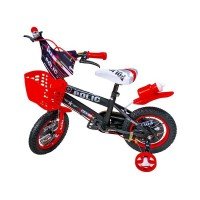 Bicicleta copii 12 inch cu pedale si roti ajutatoare Rosu