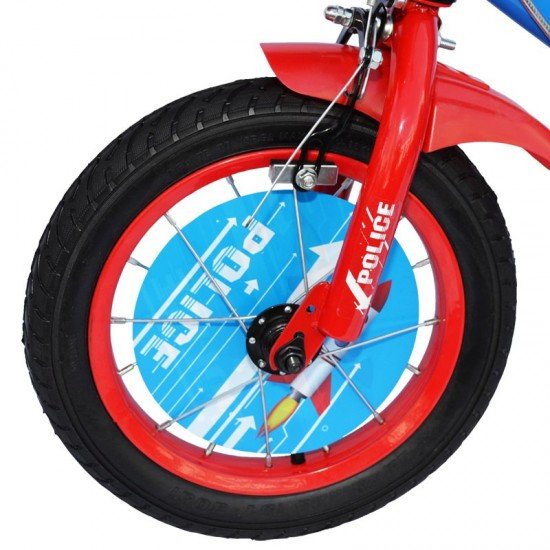 Bicicleta copii 16 inch cu roti ajutatoare si cosulet Police