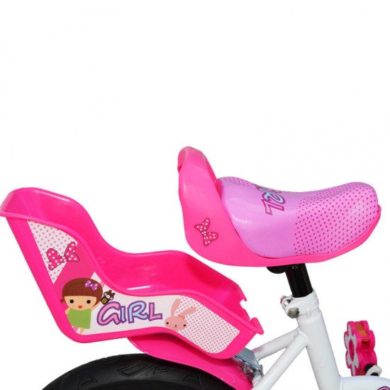 Bicicleta fete Girl cu leduri si muzica 16 inch cu cadru alb