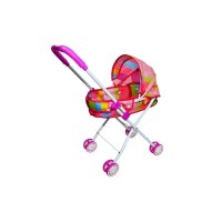 Carucior landou pentru papusi multicolor cu cadru metal