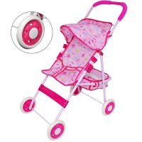 Carucior papusi metal cu roti de cauciuc