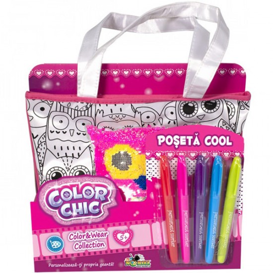 Set creativ de colorat - Poseta Cool cu paiete reversibile