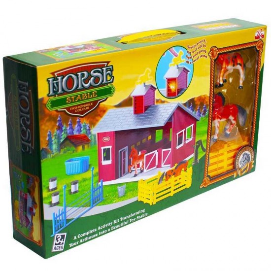 Set de joaca grajd cu caluti, lumina si muzica