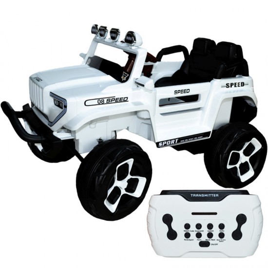 Jeep electric cu telecomanda si 4 motoare 12V Alb