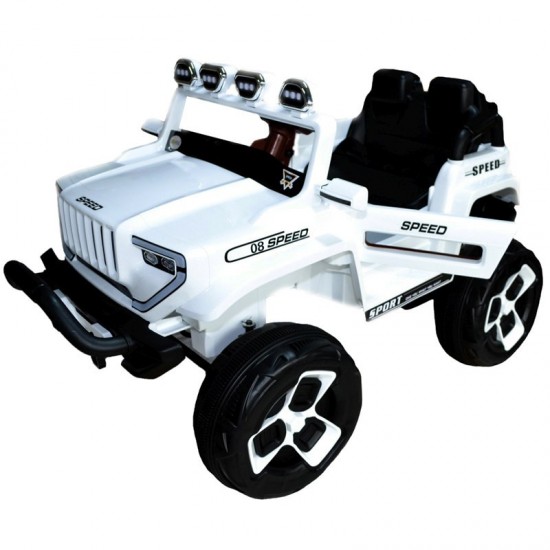 Jeep electric cu telecomanda si 4 motoare 12V Alb