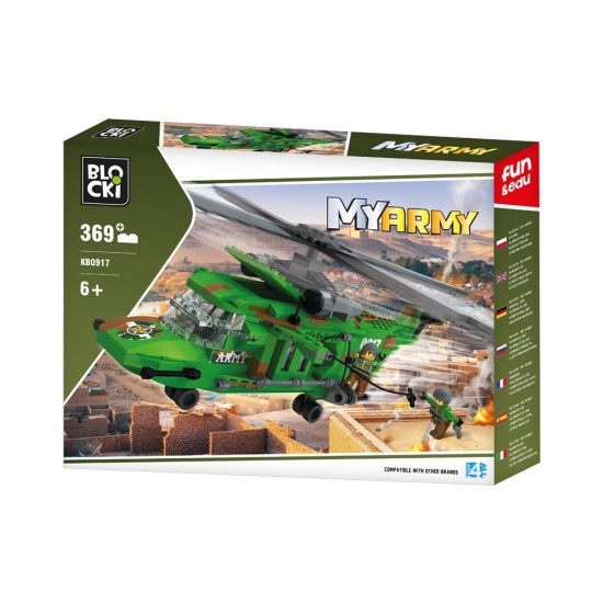 Joc constructie Blocki Elicopter armata 369 piese