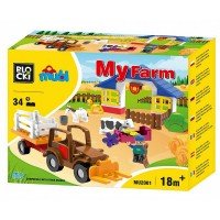Joc constructie Blocki Mubi - Fermas si tractor 32 piese