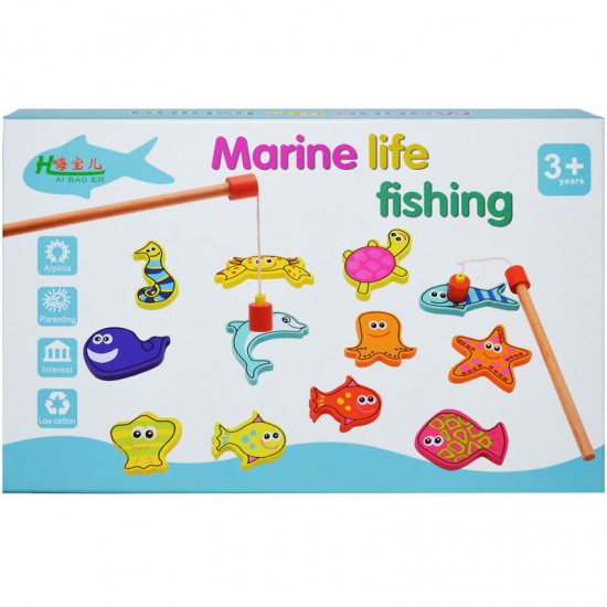 Joc de pescuit magnetic din lemn