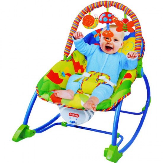 Balansoar bebelusi si scaun 2 in 1 cu vibratii si muzica albastru