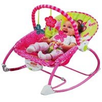 Balansoar bebelusi si scaun 2 in 1 cu vibratii si muzica roz